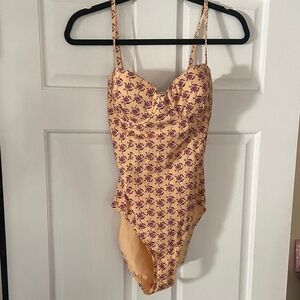 Tory Burch Floral One Piece Swimsuit - Peach and Purple